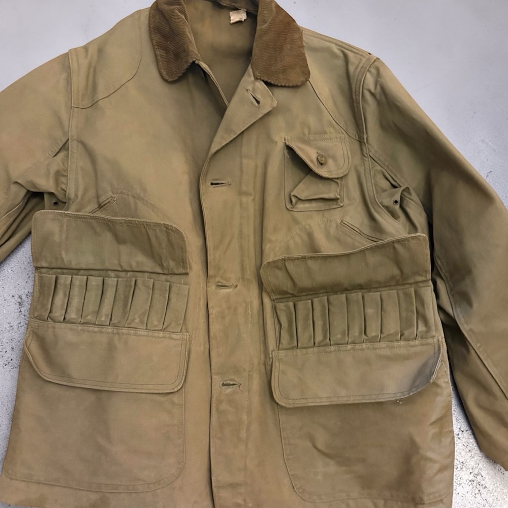 Redhead Men's Classic vintage Field Jacket in Olive Brown with Corduroy Collar